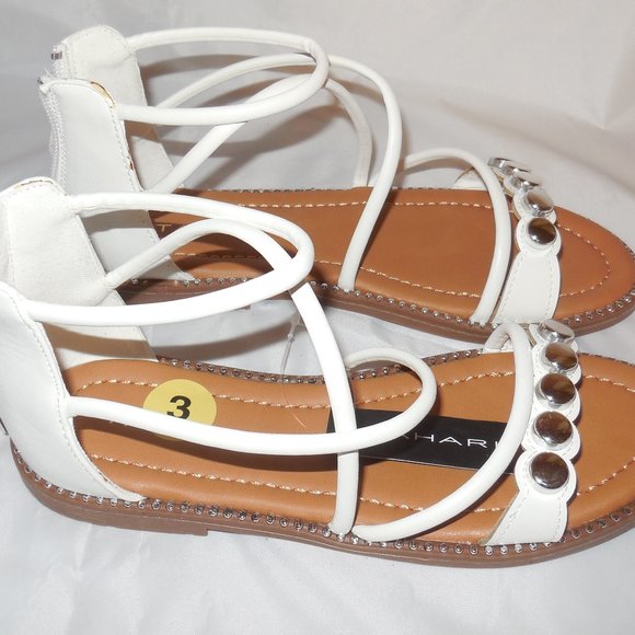 NEW TAHARI white Ankle Strap sandals Size 3 - Picture 1 of 9